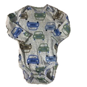 Carter's Gray Multi Color Car Logo Long Sleeve One Piece Baby Boy Sz 12M